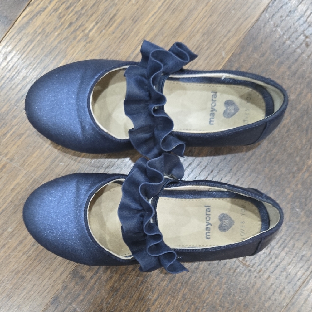 Mayoral Elegant Navy Kids Dress Shoes with Ruffle